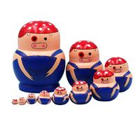 Generisch Matryoska Bambole per bambini - Giocattoli in legno con motivi animali da impilare, bambole Matrioska dipinte a mano, per bambini, educatori, genitori, soggiorno, camera da , compleanno