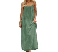 Generisch Maxi abito casual senza maniche con schiena aperta, abito da casa da donna per la vita di tutti i giorni, ideale per l'ufficio e le vacanze. Il taglio incontra l'eleganza sobria, Verde