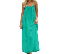 Generisch Maxi abito casual senza maniche con schiena aperta, abito da casa da donna per la vita di tutti i giorni, ideale per l'ufficio e le vacanze. Il taglio incontra l'eleganza sobria, Verde menta