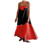 Generisch Maxi abito con inserti a contrasto per il tempo libero, viaggi, vacanze, senza maniche, per donne moderne, Colore: rosso, XL