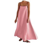 Generisch Maxi abito da donna con inserti a contrasto, spalline sottili per la moda estiva e per il tempo libero in stile vacanza, come abito lungo senza maniche, Colore: rosa., L