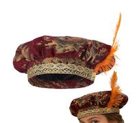Generisch Medieval Beret - Tudor Renaissance Hat with Role-Playing & Costumes | Authentic Men Beret Hood For Party, Festival, Carnivals, Performances | Perfect Themed Events And Photos