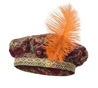 Generisch Medievale Uomo Piumato Muffin Top Stile Cappuccio Piatto Minnesänger Copricapo Stile Elisabettiano Cappelli Rinascimento Copricapo Cosplay Festival Carnevale Party Costume