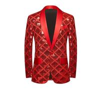 Generisch Men Sequin Shiny Stereoscopic Pattern Suit Jacket One Button and Blazers Tuxedo for Wedding Banquet Giacca da uomo con maniche lunghe Party Glitter Blazer Smoking, RD2, M