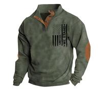 Generisch Men's Casual Fashion Loose 3D Printed Stand Collar Button Long Sleeve Felpa con cappuccio Uomo Nero, verde, 3XL