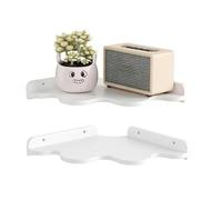 Generisch Mensole angolari da parete, set da 2 scaffali sospesi, a due livelli, a forma di onda, colore bianco, per cameretta dei bambini, camera da, ufficio, soggiorno