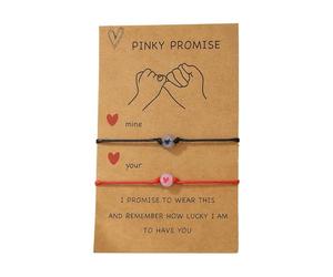 Generisch Message Mm Valentin Bracciale HEART AMOR Thread Love Coppia For Friends Mascot Charm Lovers Rosa Naturale Anelli, Taglia unica, Plastica