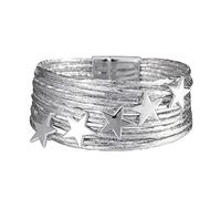 Generisch Messaggi Messaggio Pietre Frasi Elastico Gioielli multistrato Bracciale Stella Bracciale Chiusura Magnetica Bracciale Donna Frasi Acciaio Con Scelta Anelli, Taglia unica, Leather,Lega