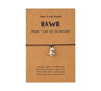 Generisch Messaggio Per Gioielli di gioielli in acciaio di fascino piccolo dinosauro desiderio personalizzato Larghezza E Naturale Perline Gioielli, Taglia unica, Metallo