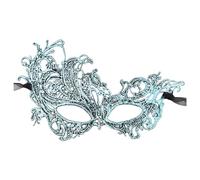 Generisch Mezza protezione per il viso dipinta con polvere d'oro, da donna, per feste, carnevale, danza, design elegante per il trucco (azzurro, taglia unica)