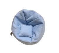 Generisch Mini divano per bambole da 17 cm con morbido cuscino come mobile decorativo nella casa delle bambole per esposizione o decorazione della stanza (blu chiaro, 10 cm)