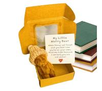 Generisch Mini orsetto, orsacchiotto in cartone, giocattolo fatto a mano con biglietto di ispirazione per bambini, mamma, San, battesimo, laurea, Natale