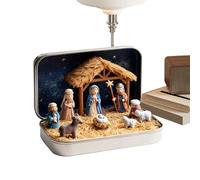 Generisch Mini presepe di Natale in un barattolo di latta, statuette 3D fatte a mano 'albero di Natale sacra famiglia - presepe per bambini decorazioni colorate e