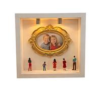 Generisch Mini vetrina per ricordi - Cornice in miniatura dorata e personaggi per cimeli | Mini vetrina fai da te per decorazioni, per festività, feste e