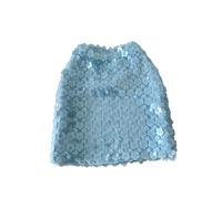 Generisch Minigonna con paillettes a forma di petali e vita alta | attillato e taglio stretto per feste, club e Halloween, Blu, M