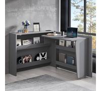 Generisch Mobile 2-in-1 Sideboard & Postazione di Lavoro & Caricatore Wireless, 115×27×93 cm Chiuso, 95×51 cm Superficie del Tavolo, Con Scaffale & Anti-Ribaltamento, Ruote con Freno-Scrivania
