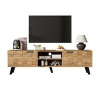 Generisch Mobile moderno per TV con 2 ante e 2 scomparti, 160,5 cm, con venature in legno e cerniere ammortizzanti, facile da pulire e stabile fino a 40 kg