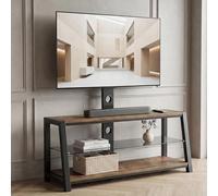 Generisch Mobile TV in legno con vetro temperato nero, regolabile in altezza, orientabile a 30°, per TV da 32-65 pollici, Entertainment Center con gestione dei cavi, dimensioni 125 x 116 x 42 cm