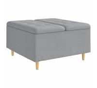 Generisch Mobiletto portaoggetti con cuscino, grigio chiaro, 80 x 80 x 45 | rivestimento in tessuto, vano portaoggetti nascosto, gambe in legno, pouf cubo per soggiorno