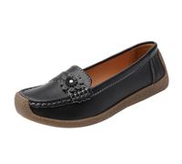 Generisch Mocassini da donna, mocassini piatti, eleganti, alla moda, casual, da barca, in pelle, con piede largo, senza dolore, per stare in piedi lunghi, Z02 nero., 37 EU