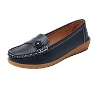 Generisch Mocassini da donna, mocassini piatti, eleganti, alla moda, casual, da barca, in pelle, con piede largo, senza dolore, per stare in piedi lunghi, X02 blu., 37 EU