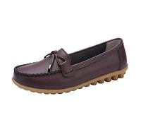 Generisch Mocassini da donna, mocassini piatti, eleganti, alla moda, casual, da barca, in pelle, con piede largo, senza dolore, per stare in piedi lunghi, V01 Caffè, 41 EU
