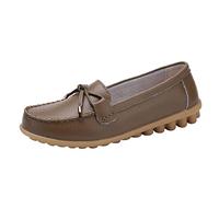 Generisch Mocassini da donna, mocassini piatti, eleganti, alla moda, casual, da barca, in pelle, con piede largo, senza dolore, per stare in piedi lunghi, V04 cachi, 41 EU