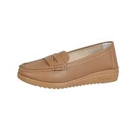 Generisch Mocassini da donna, mocassini piatti, eleganti, alla moda, casual, da barca, in pelle, con piede largo, senza dolore, per stare in piedi lunghi, Y03 cachi, 41 EU