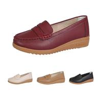 Generisch Mocassini da donna, mocassini piatti, eleganti, alla moda, casual, da barca, in pelle, con piede largo, senza dolore, per stare in piedi lunghi, Y01 rosso, 37 EU