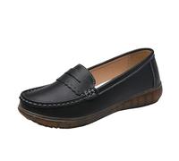 Generisch Mocassini da donna, mocassini piatti, eleganti, alla moda, casual, da barca, in pelle, con piede largo, senza dolore, per stare in piedi lunghi, W02 nero, 39 EU