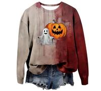 Generisch Moda Donna Casual Stampa Halloween Girocollo Manica Lunga Felpa con Cappuccio La Girl, Viola chiaro, XXL