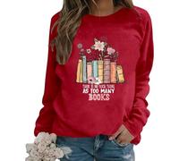 Generisch Moda Donna Casual Tinta Unita Casual Manica Lunga Stampa Lettera Girocollo Cappuccio Tuta Ragazza Manica Lunga Velluto, Colore: rosso, S