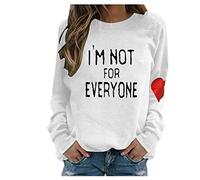Generisch Moda Donne Scollo O Amore Modello Maniche Lettera Stampa Felpa Maglione Top Diavolo Ali Rosso, bianco, 3XL