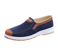 Generisch Moda tutto l'anno scarpe casual uomo fondo piatto panno antiscivolo Colorblock comodo elastico per scivolare dentro, Blu, 43 EU