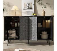 Generisch Moderno armadio per sala da pranzo con motivo a spina di pesce (120 x 35 x 78 cm) - Armadietto autoportante con divisori personalizzabili, protezione antiribaltamento e design nero per