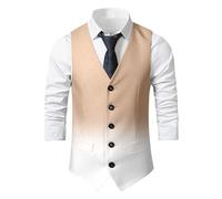 Generisch Moderno gilet slim fit con gradiente di colore per occasioni festive come alternativa casual con bottoni, vestibilità aderente, cachi, L