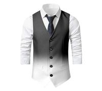 Generisch Moderno gilet slim fit con gradiente di colore per occasioni festive come alternativa casual con bottoni, vestibilità aderente, grigio., XXL