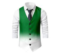 Generisch Moderno gilet slim fit con gradiente di colore per occasioni festive come alternativa casual con bottoni, vestibilità aderente, verde, XL