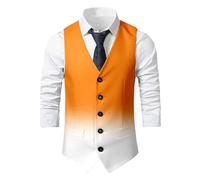 Generisch Moderno gilet slim fit con gradiente di colore per occasioni festive come alternativa casual con bottoni, vestibilità aderente, Colore: arancione., XL