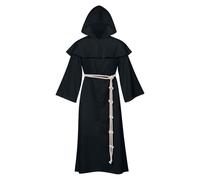 Generisch MöNch Robe Costume da uomo Prister, abito medievale con cappuccio, per feste a tema, Unika, rinascimento, cosplay, mantello da sacerdozio, Nero , L