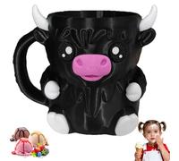 Generisch Moo Mug Ice Cream, Highland Cow Ice Pint Holder, Cute Animal Shaped Ice Cream Refrigerator, Dessert Cup, 3d Printed Containers Cute Animal Cooler Cup Birthday Gifts Office Desk Decor (Gray)
