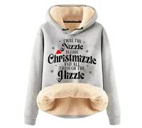 Generisch Morbida felpa con cappuccio da donna, edizione invernale con stampa festosa, per ore confortevoli, look casual alla moda nella stagione fredda, grigio chiaro., XXL
