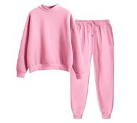 Generisch Morbida tuta da donna per il tempo libero in due pezzi, con coulisse sulle caviglie, per l'inverno streetwear alla moda, Colore: rosso, M