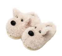 Generisch Morbide pantofole per bambini, calde pantofole in maglia per ragazze e ragazzi con simpatico motivo cartone animato, pantofole morbide per piacevoli momenti in famiglia., beige., 37.5 EU