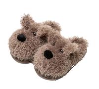 Generisch Morbide pantofole per bambini, calde pantofole in maglia per ragazze e ragazzi con simpatico motivo cartone animato, pantofole morbide per piacevoli momenti in famiglia., caffè, 37.5 EU