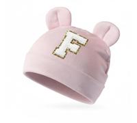 Generisch Morbido berretto per bambini alla moda in tessuto con simpatico orsetto e lettere, per piccoli esploratori, comodo accessorio per la testa di tutti i giorni per neonati e bambini, Rosa