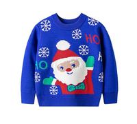 Generisch Morbido maglione Autunno Inverno Cartoon Babbo Natale per ragazzi e ragazze di età compresa tra 2 e 7 anni per un comfort ottimale e una lunga durata, ideale per le occasioni festive, Blu, 4