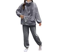 Generisch Morbido pigiama invernale in flanella per una comoda biancheria da notte termica a maniche lunghe con elegante motivo jacquard. Comodo vestito da loungewear in due pezzi per le notti fredde