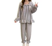 Generisch Morbido pigiama invernale in flanella per una comoda biancheria da notte termica a maniche lunghe con elegante motivo jacquard come comodo abbigliamento loungewear in due pezzi al freddo