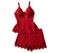 Generisch Morbido set da donna con bordo in pizzo per una comoda biancheria da notte corta, dettagli delicati nel, RD1, L